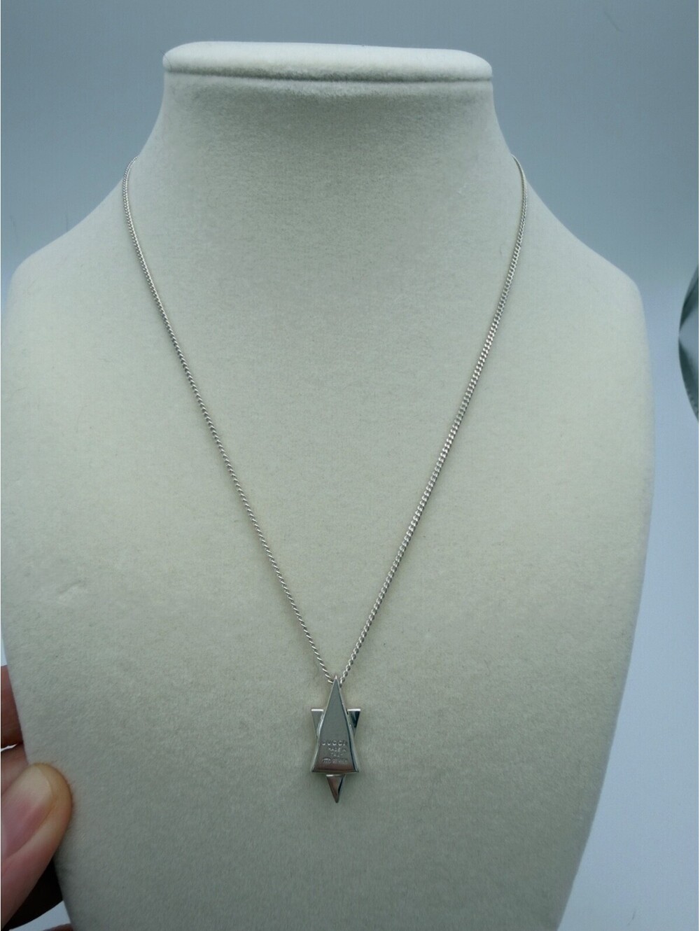 Authentic Gucci Star of David Necklace Pendant Charm 925 Sterling Silver 16"